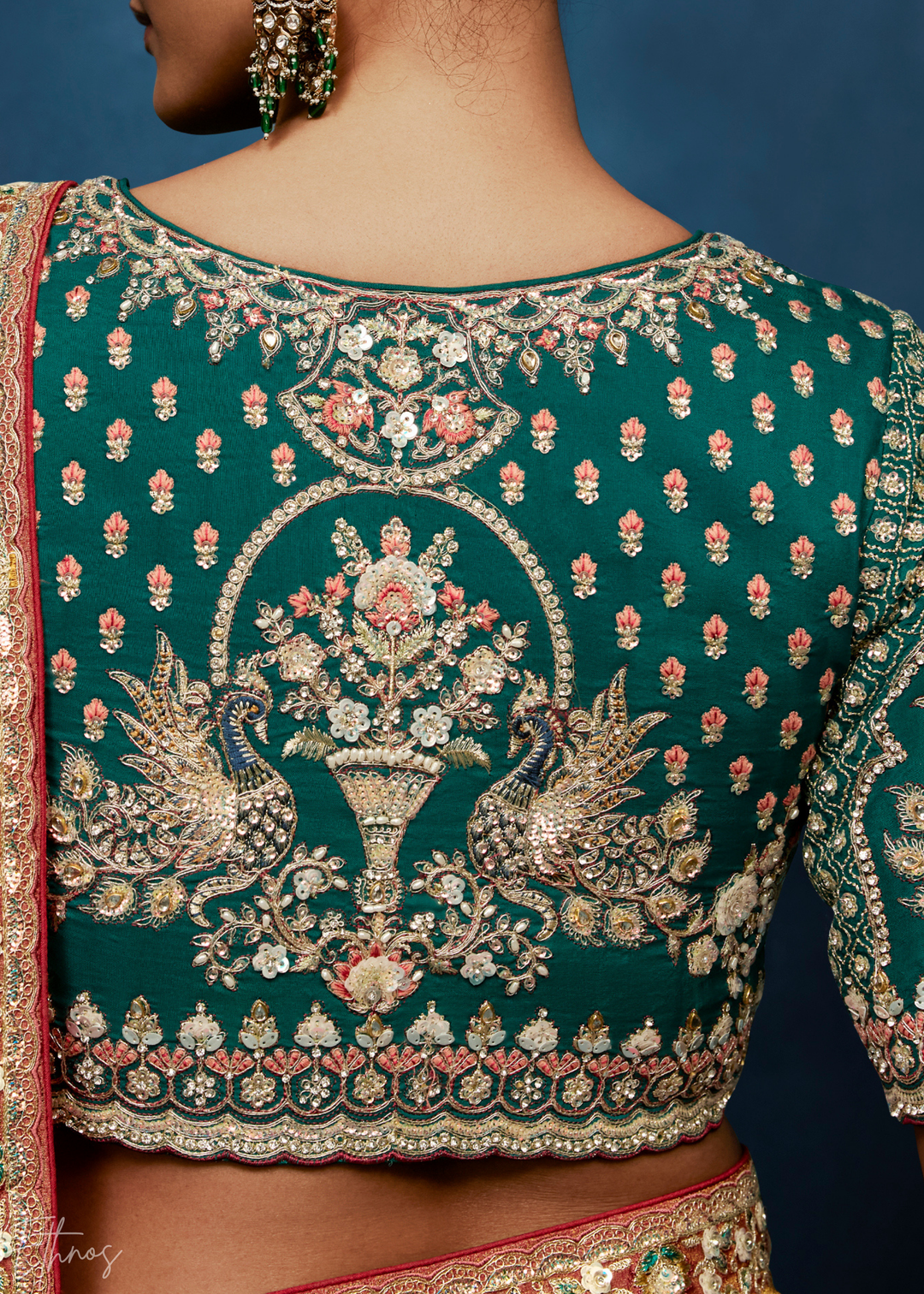 Coral Blush Tambour Embroidered Border Tissue Saree