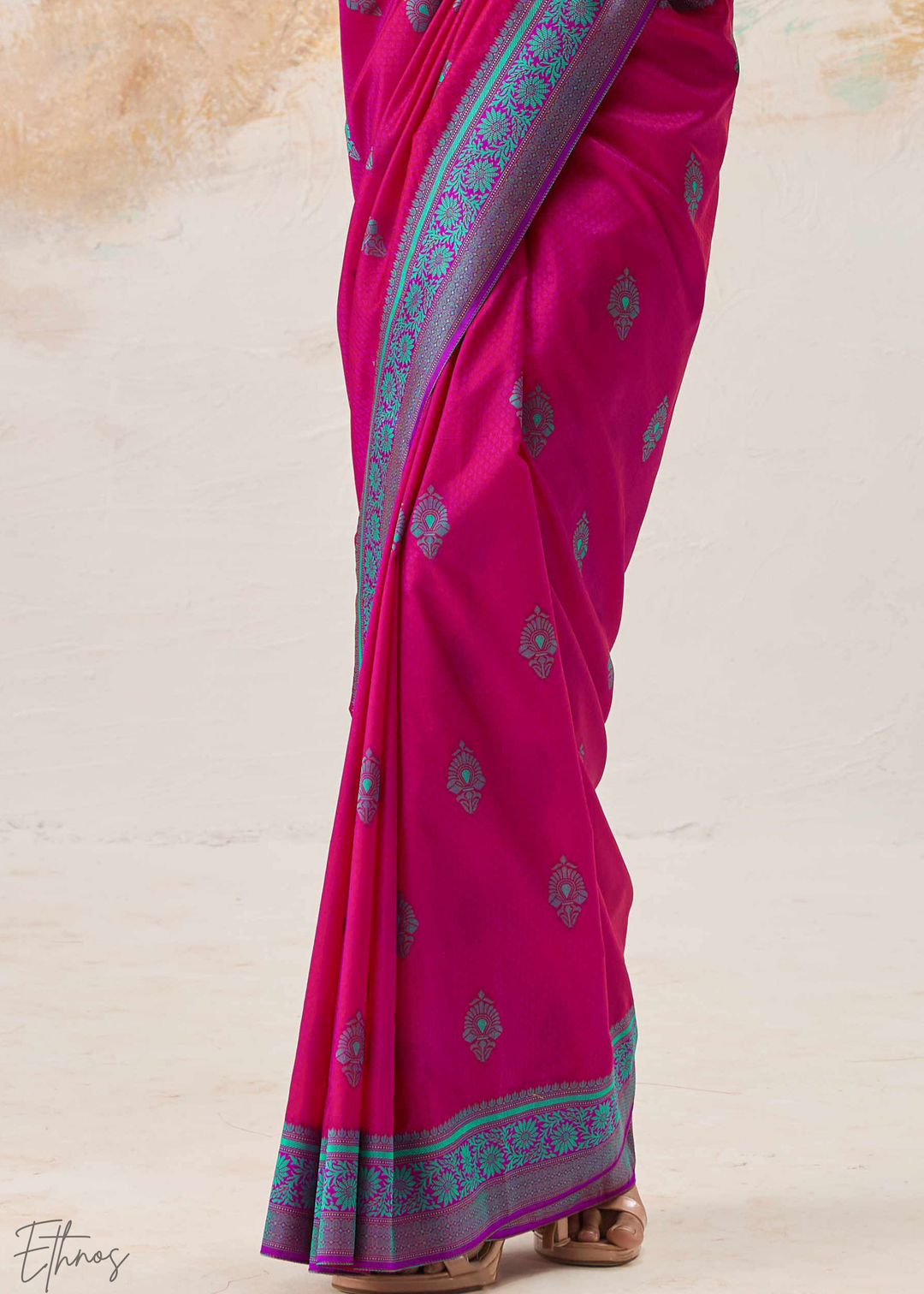 Hot Pink Jacquard Kanjivaram Silk Saree