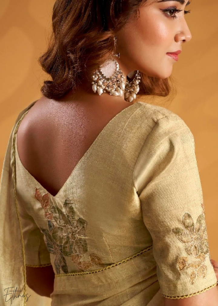 Beige Orchard Kasheeda Tusser Silk Saree