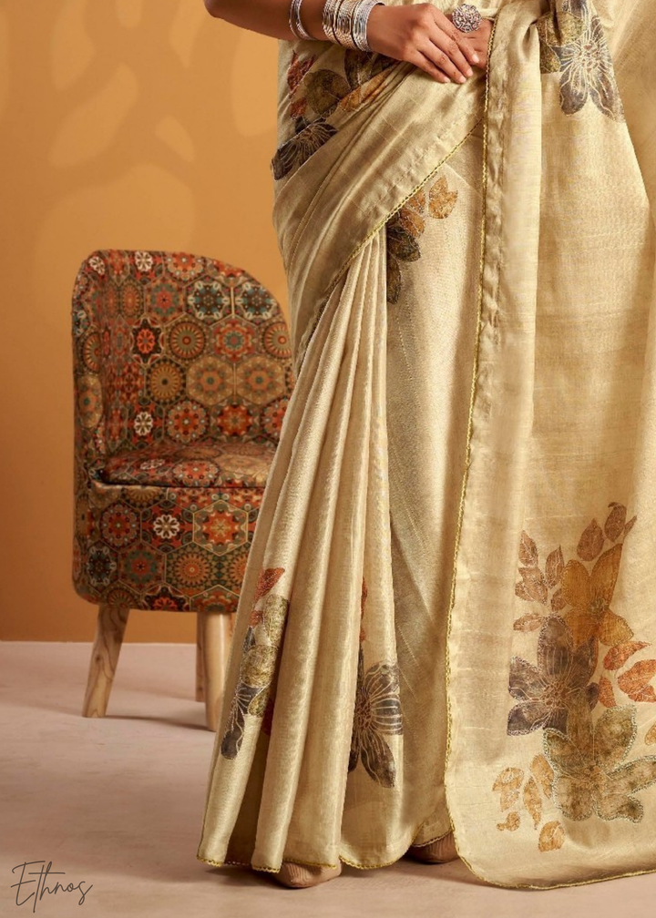 Beige Orchard Kasheeda Tusser Silk Saree