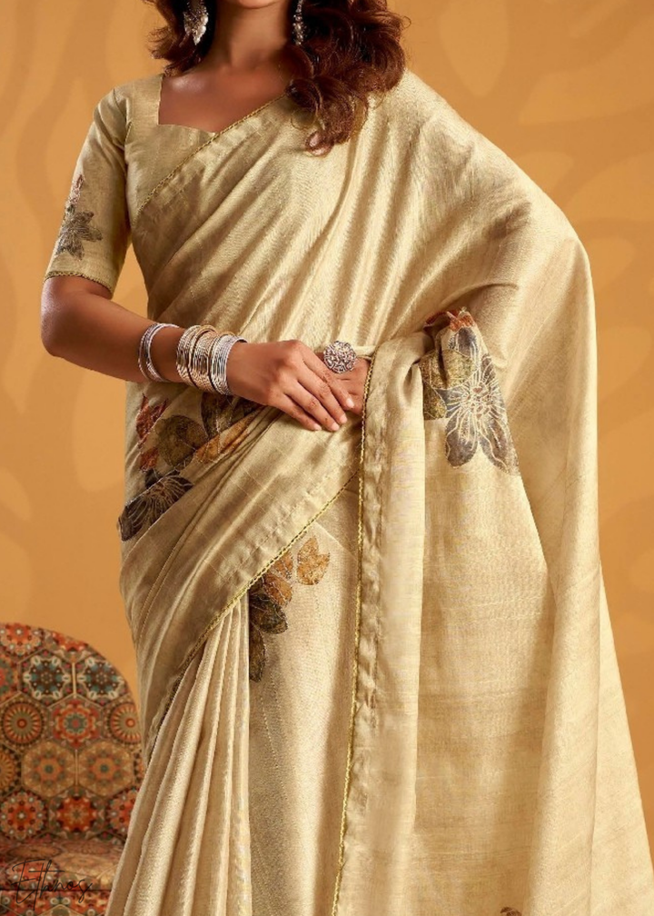 Beige Orchard Kasheeda Tusser Silk Saree