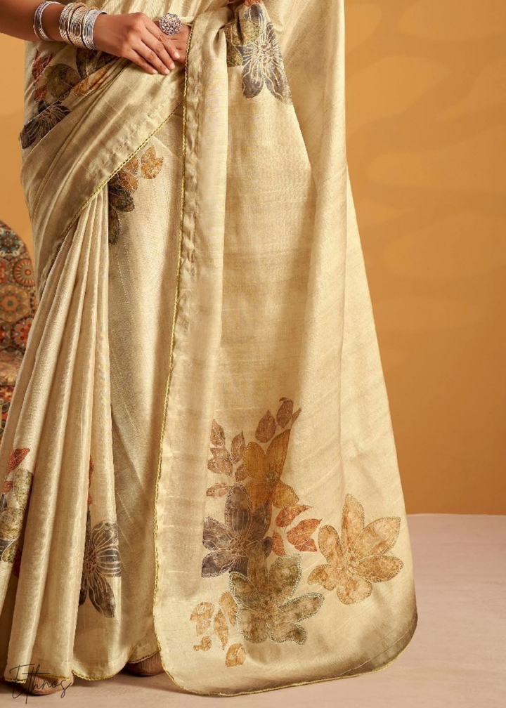 Beige Orchard Kasheeda Tusser Silk Saree
