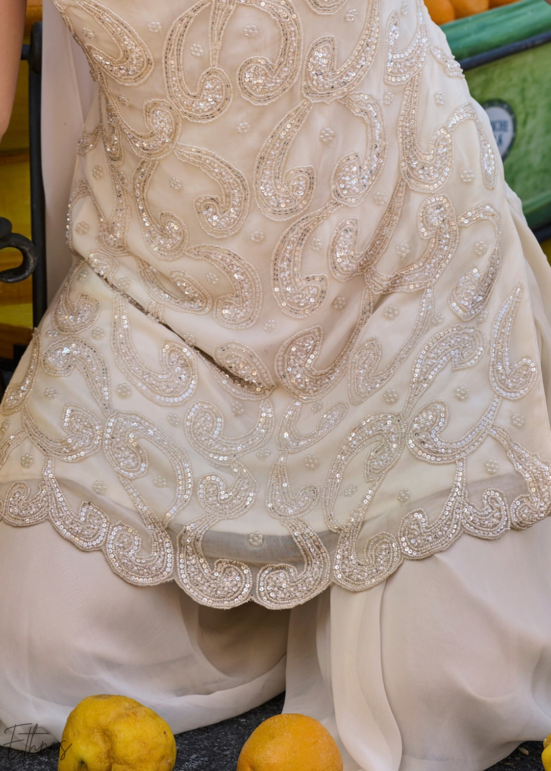 Cream Lattice Medallion Georgette Sharara Suit