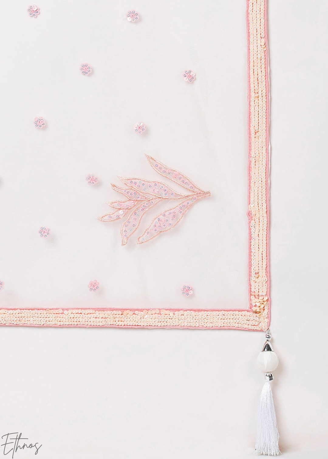 Cream Radiant Blossom Soft Net Lehenga Choli