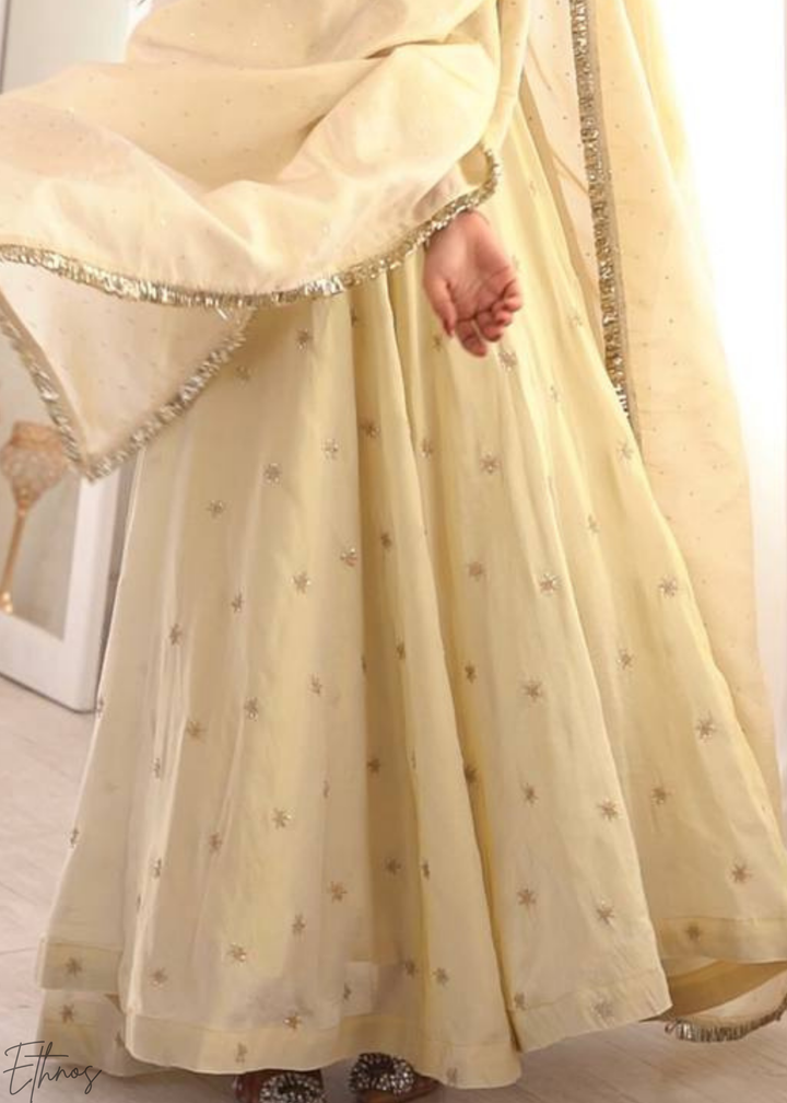 Cream Silk Kalidaar Suit