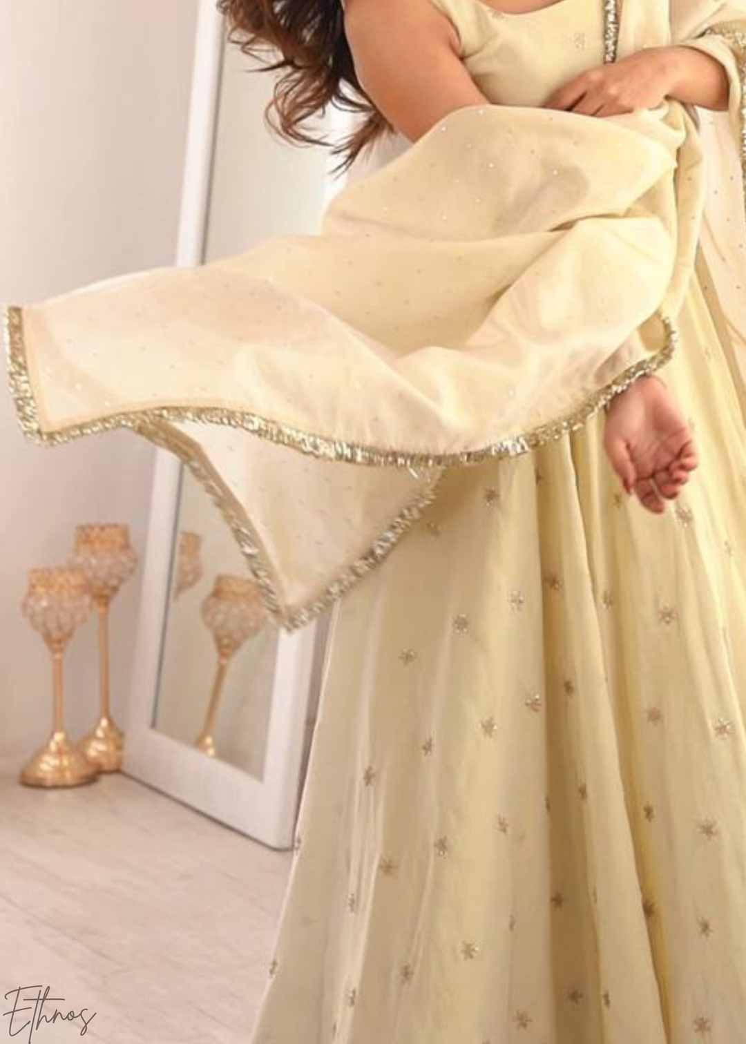 Cream Silk Kalidaar Suit