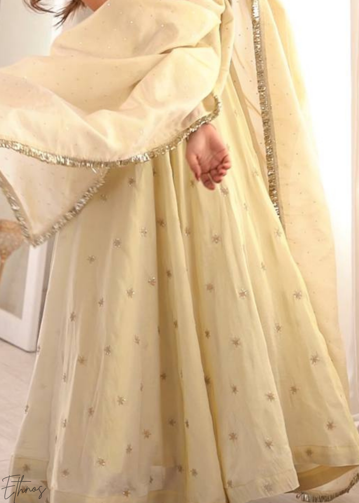 Cream Silk Kalidaar Suit
