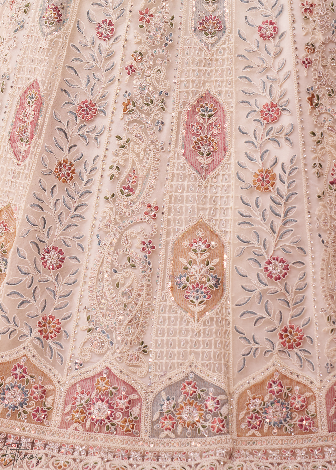 Cream Soft Net Lehenga Choli