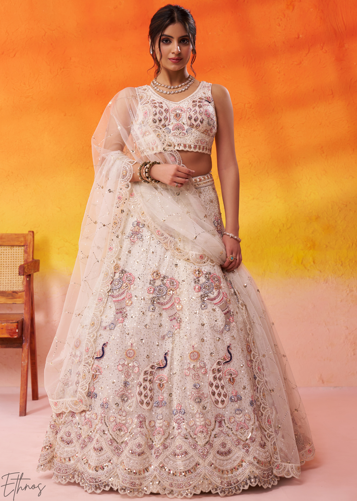 Ivory Soft Net Lehenga Choli