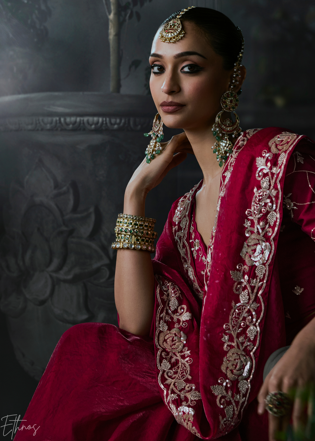 Crimson Red Sleek Border Organza Silk Saree