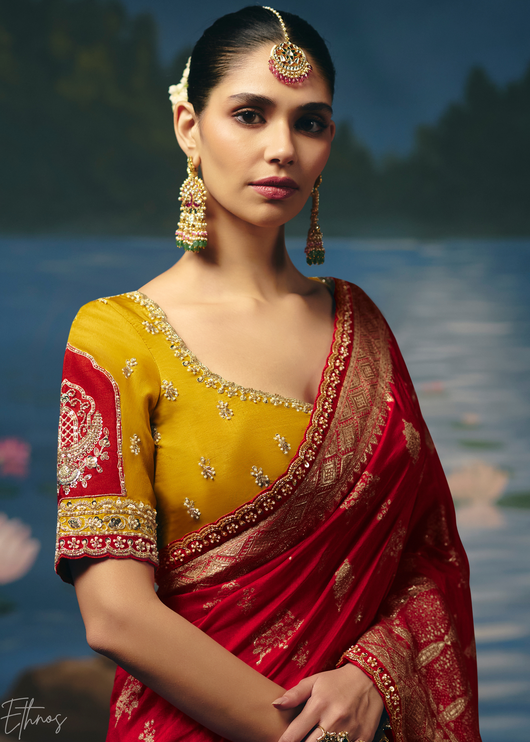 Crimson Traditional Zari Woven Border Dola Silk Saree