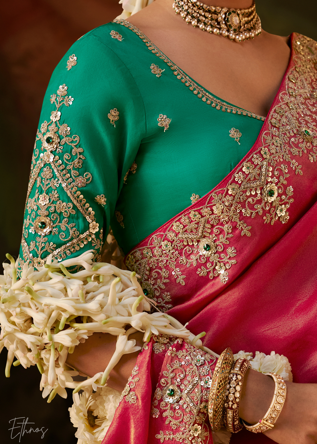 Crimson Wine Tambour Embroidered Border Tissue Saree