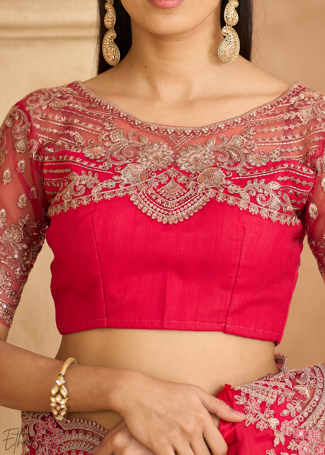 Fuchsia Bloom Heavy Border Satin Chiffon Saree
