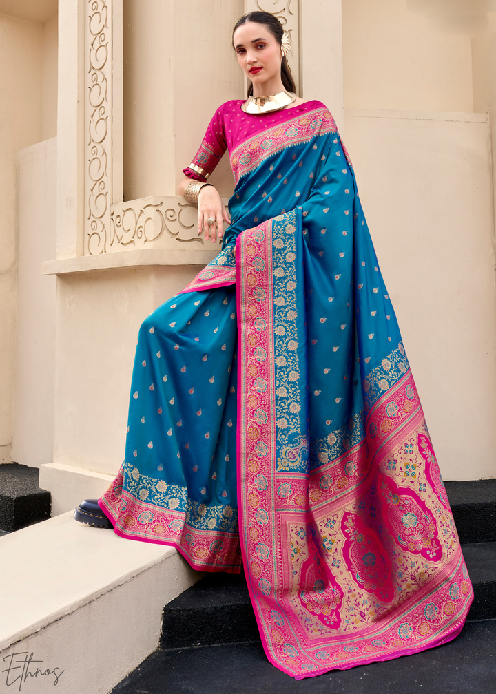Deep Blue Banarasi Silk  Saree