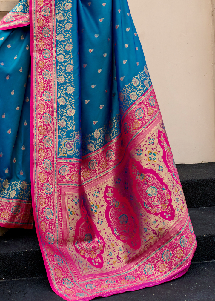 Deep Blue Banarasi Silk  Saree