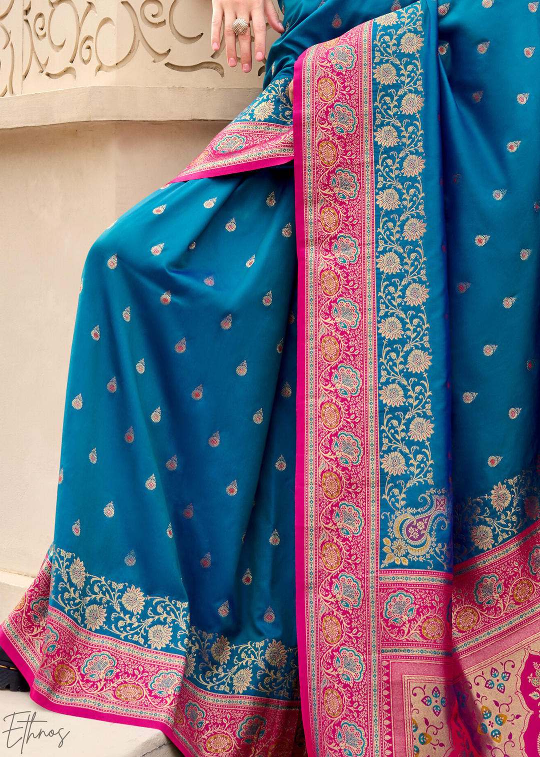 Deep Blue Banarasi Silk  Saree