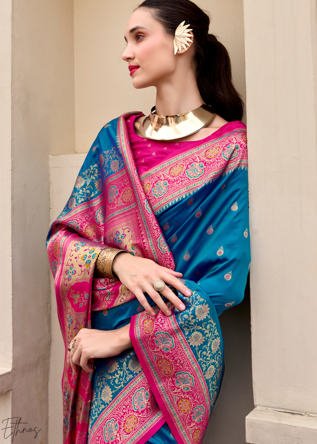 Deep Blue Banarasi Silk  Saree