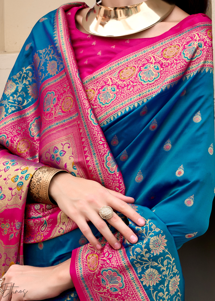 Deep Blue Banarasi Silk  Saree