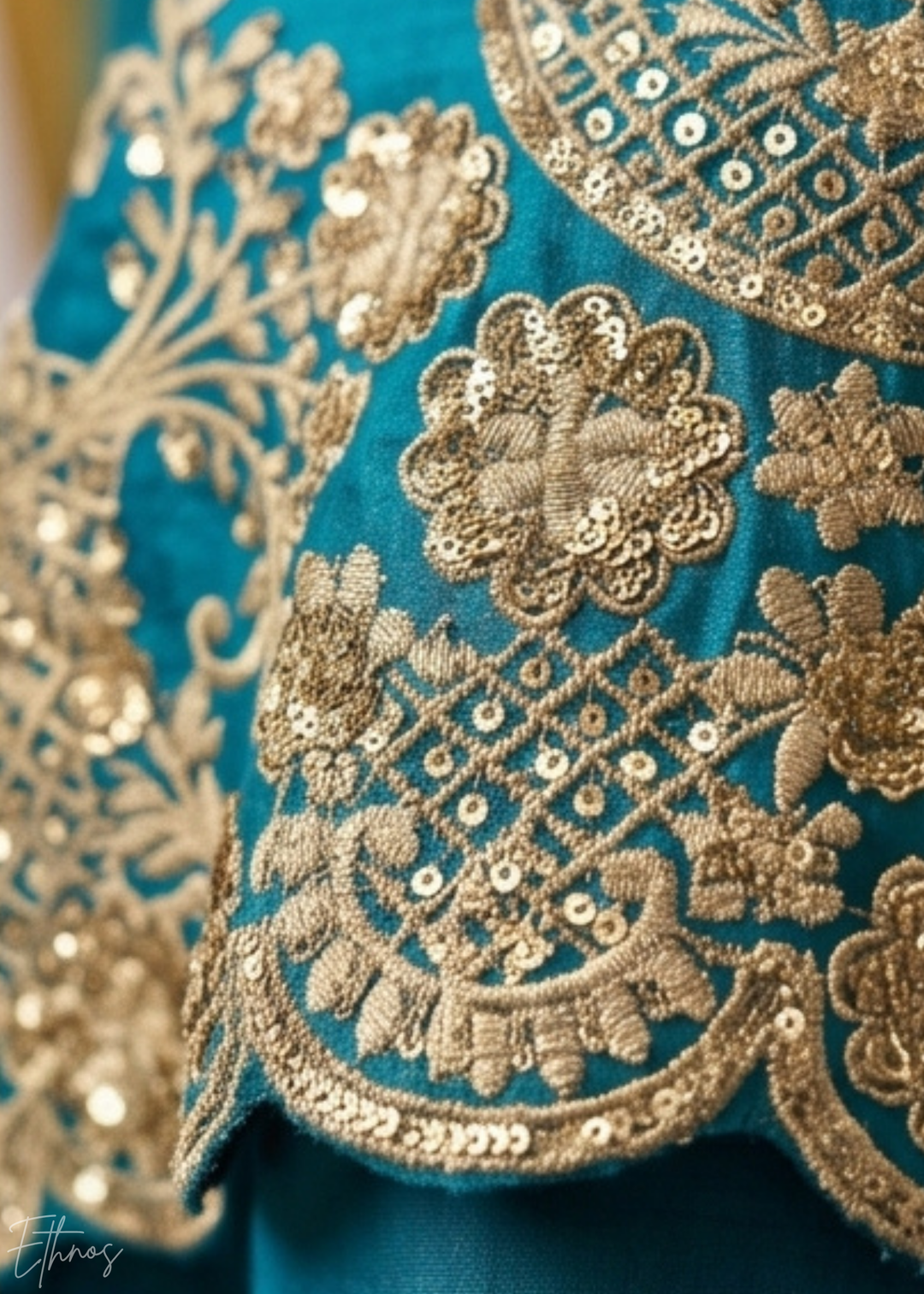 Deep Cerulean Regal-Embroidered Silk Sharara Suit