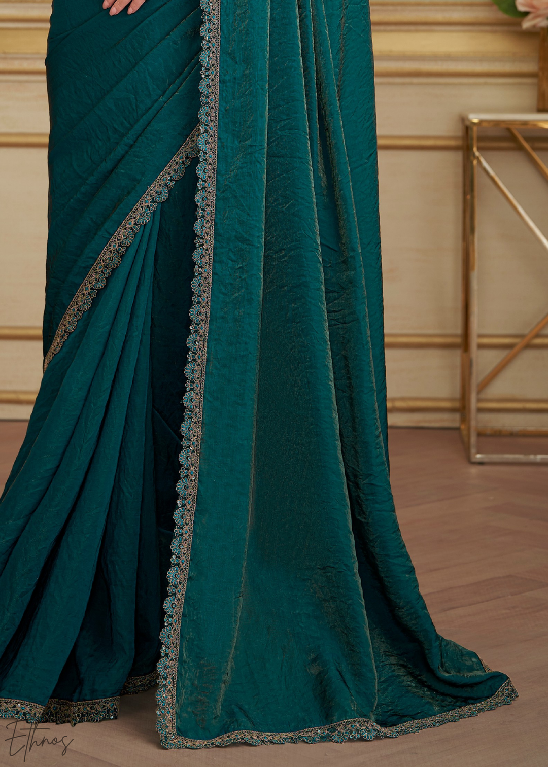 Deep Emerald Twilight Georgette Saree