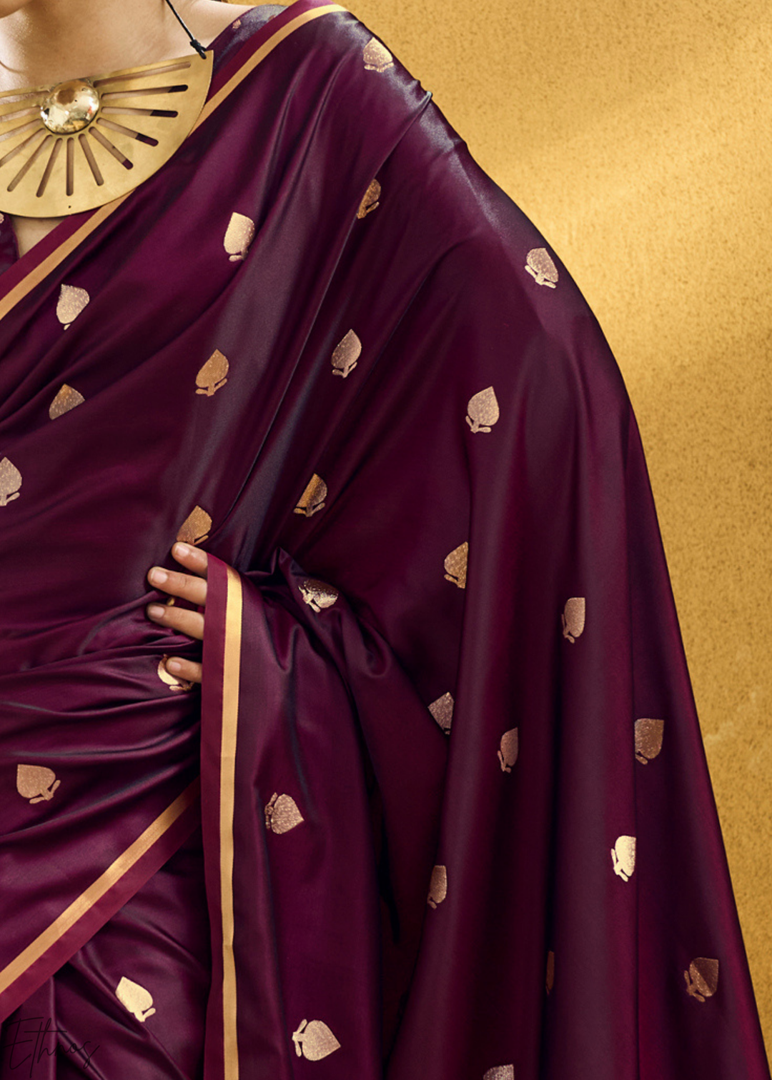 Deep Wine Leheriya Chevron Satin Saree