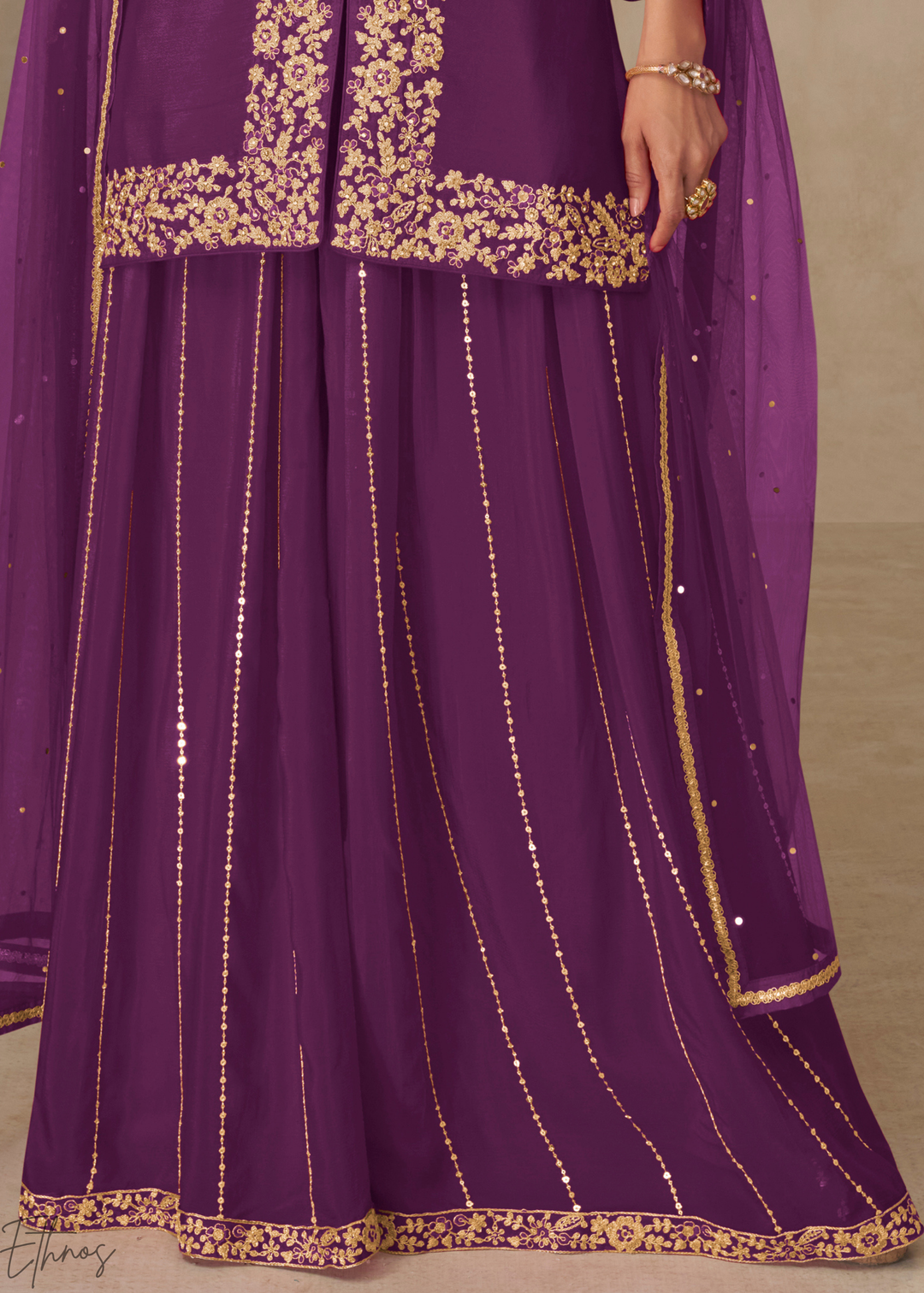 Deep Violet Majestic Baroque Chinon Palazzo Suit