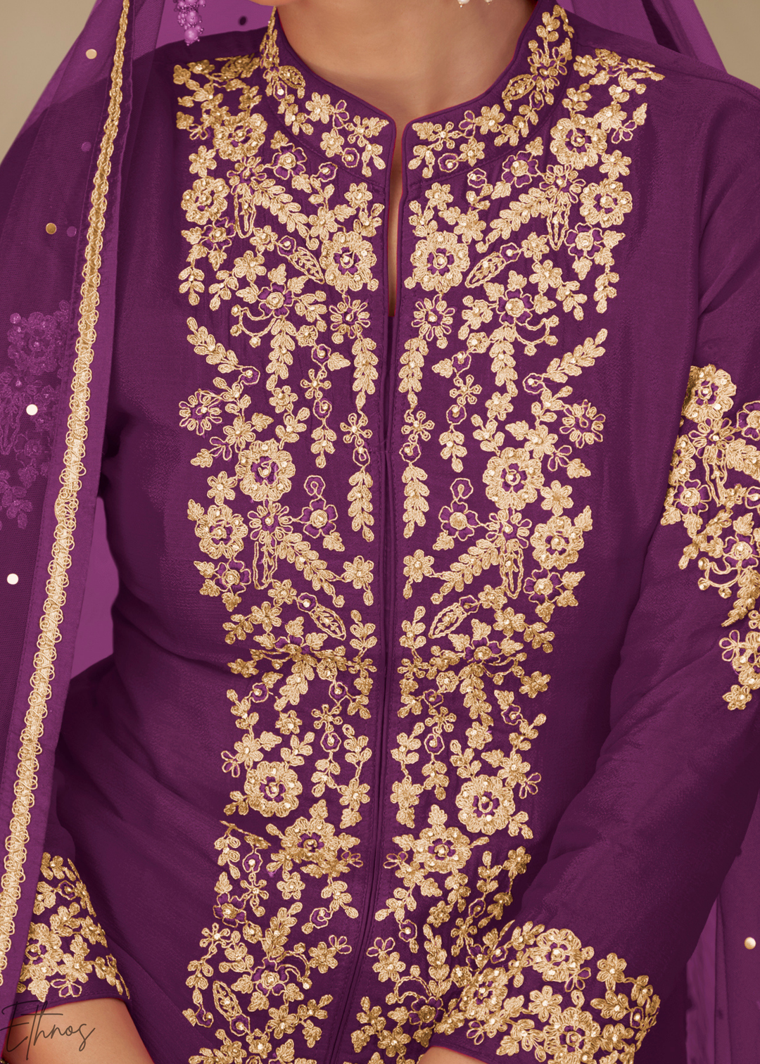 Deep Violet Majestic Baroque Chinon Palazzo Suit