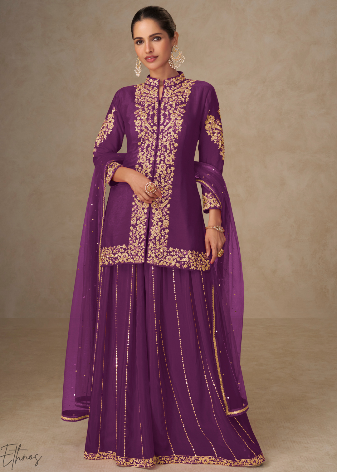 Deep Violet Majestic Baroque Chinon Palazzo Suit