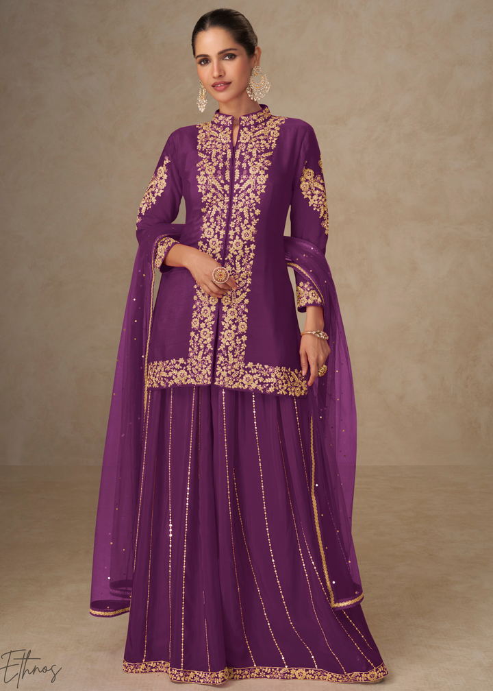 Deep Violet Majestic Baroque Chinon Palazzo Suit