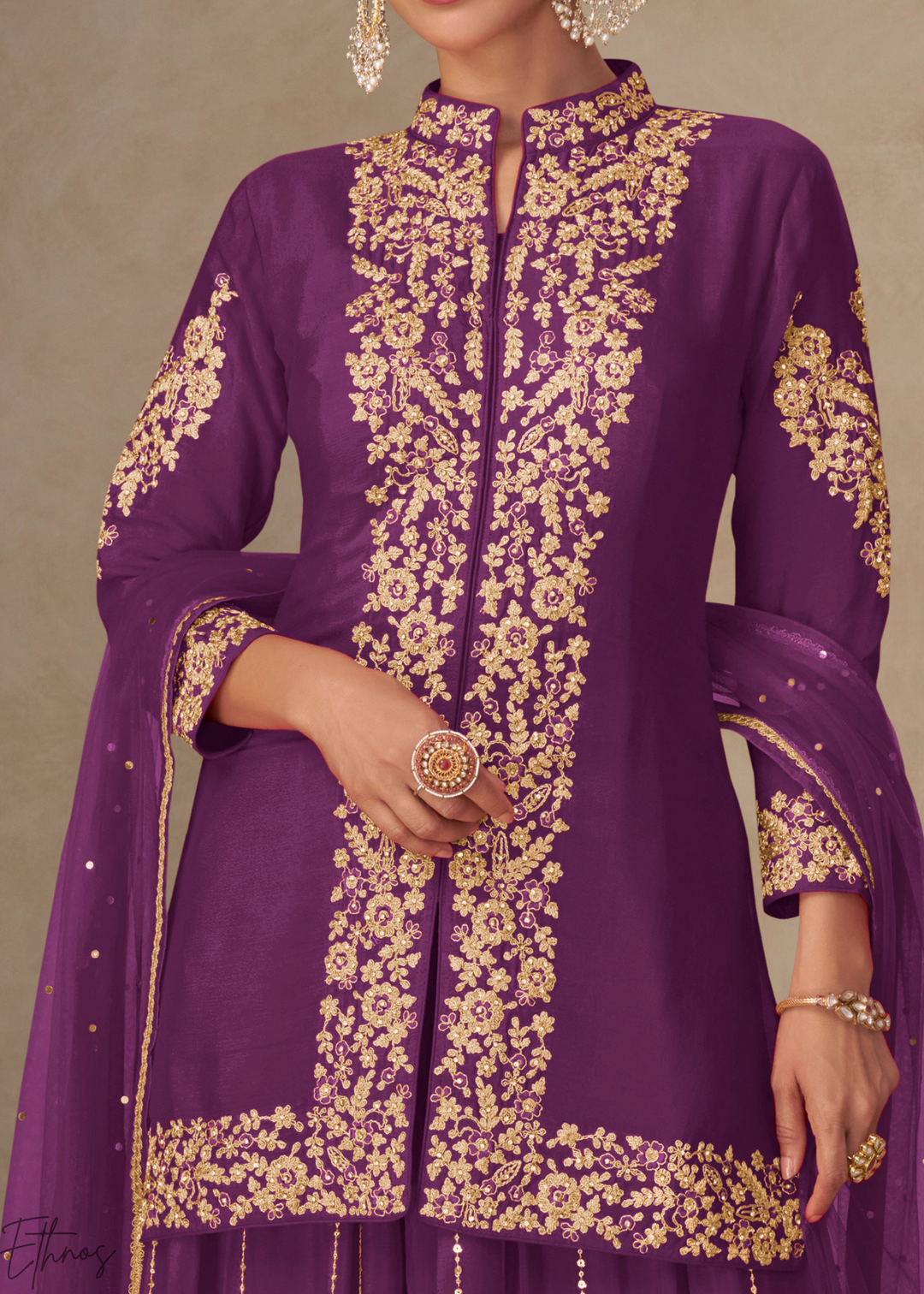 Deep Violet Majestic Baroque Chinon Palazzo Suit