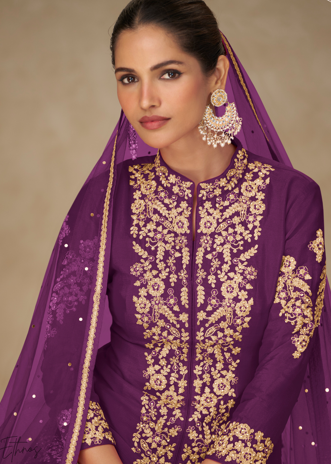 Deep Violet Majestic Baroque Chinon Palazzo Suit