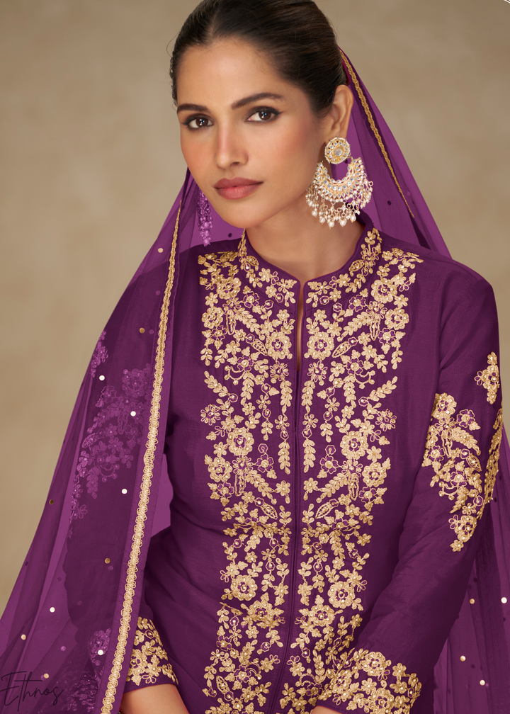 Deep Violet Majestic Baroque Chinon Palazzo Suit