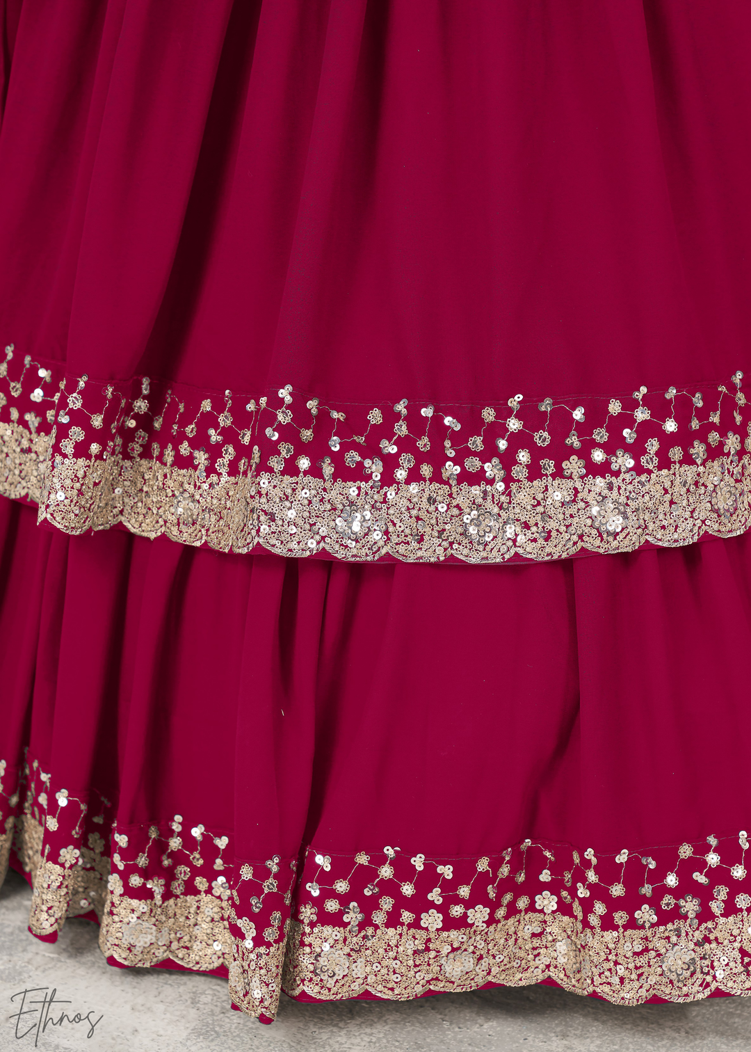 Deep Pink Sequins Georgette Lehenga