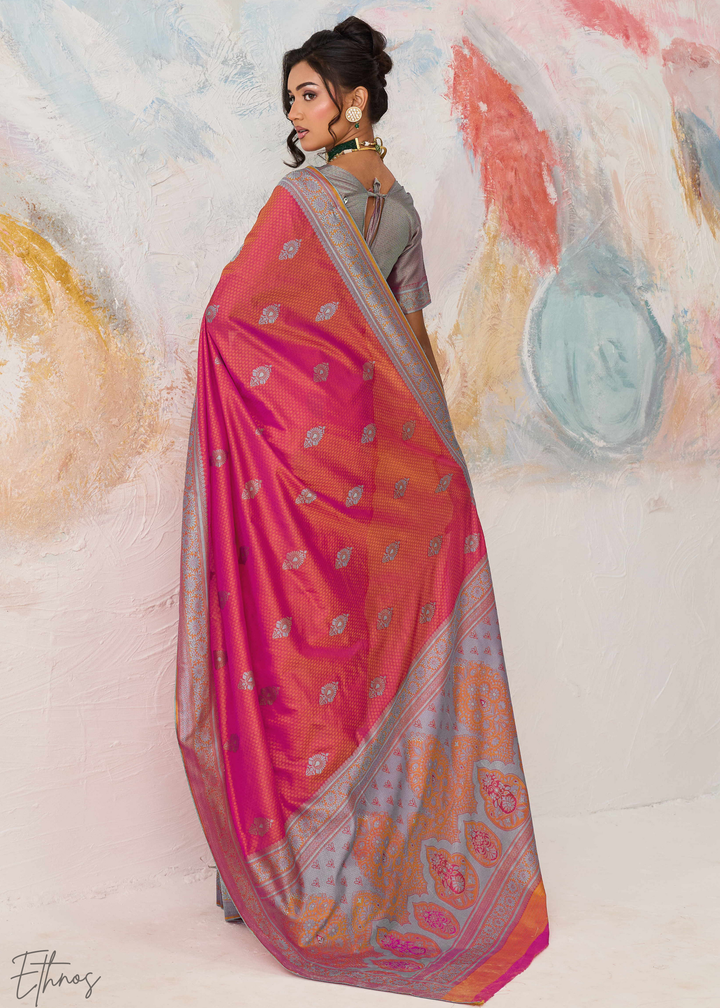 Dusty Pink Jacquard Kanjivaram Silk Saree