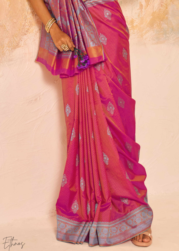 Dusty Pink Jacquard Kanjivaram Silk Saree