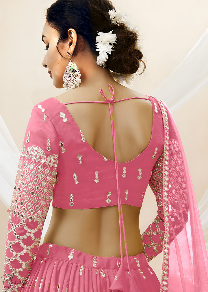 Dusty Pink Sequins Georgette Lehenga