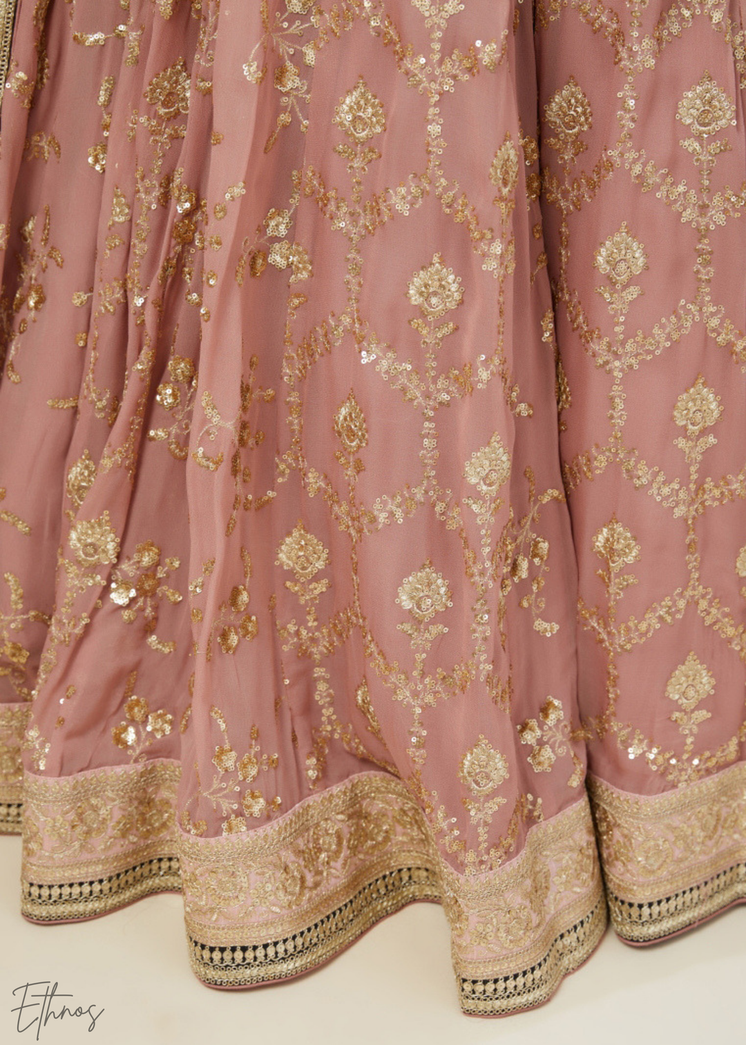 Dusty Pink Sequins Georgette Lehenga