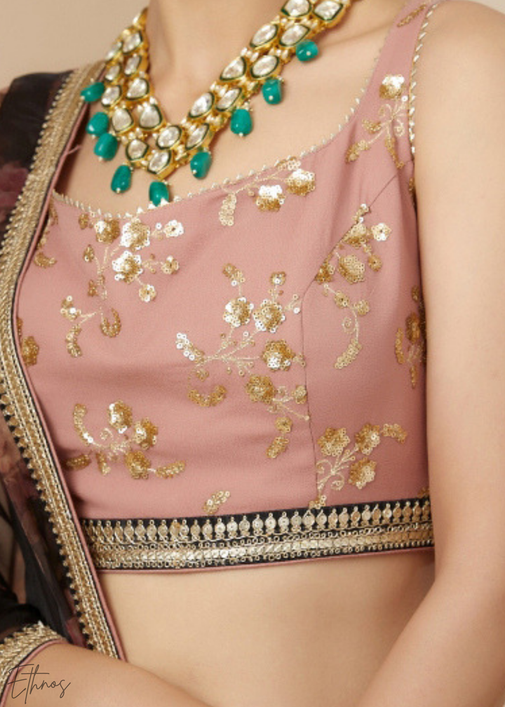 Dusty Pink Sequins Georgette Lehenga