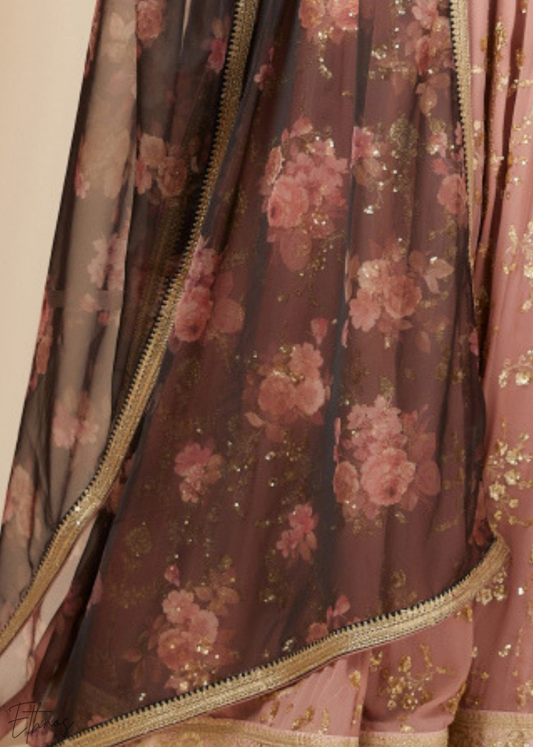Dusty Pink Sequins Georgette Lehenga