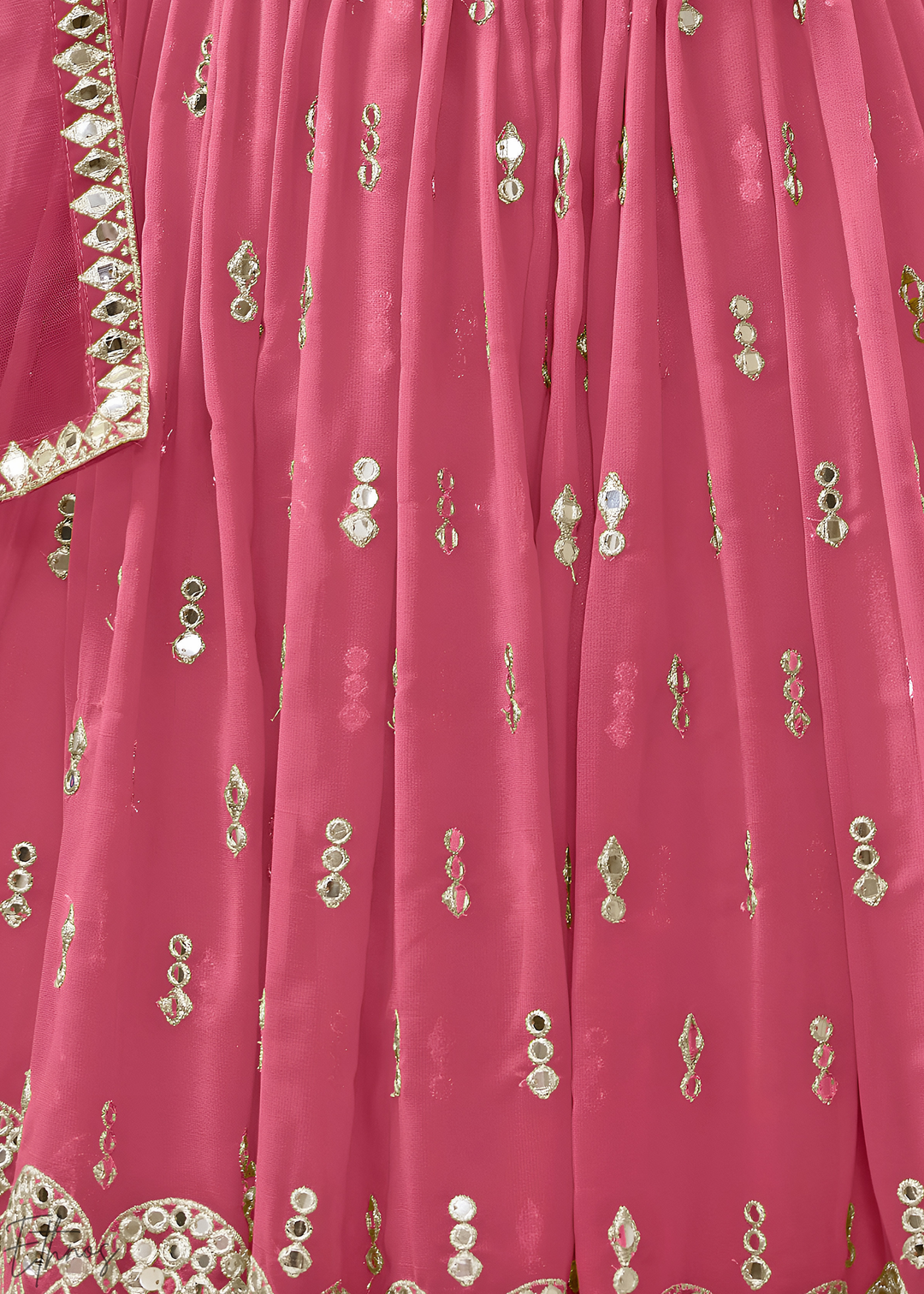 Dusty Pink Sequins Georgette Lehenga