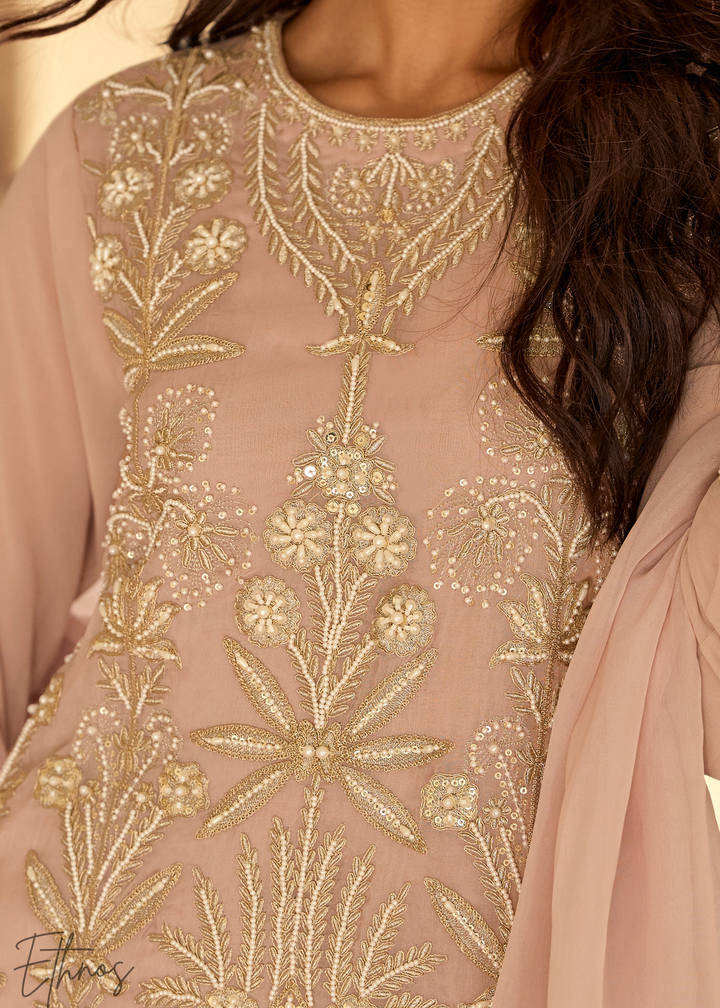 Dusty Pink Georgette Palazzo Salwar Suit