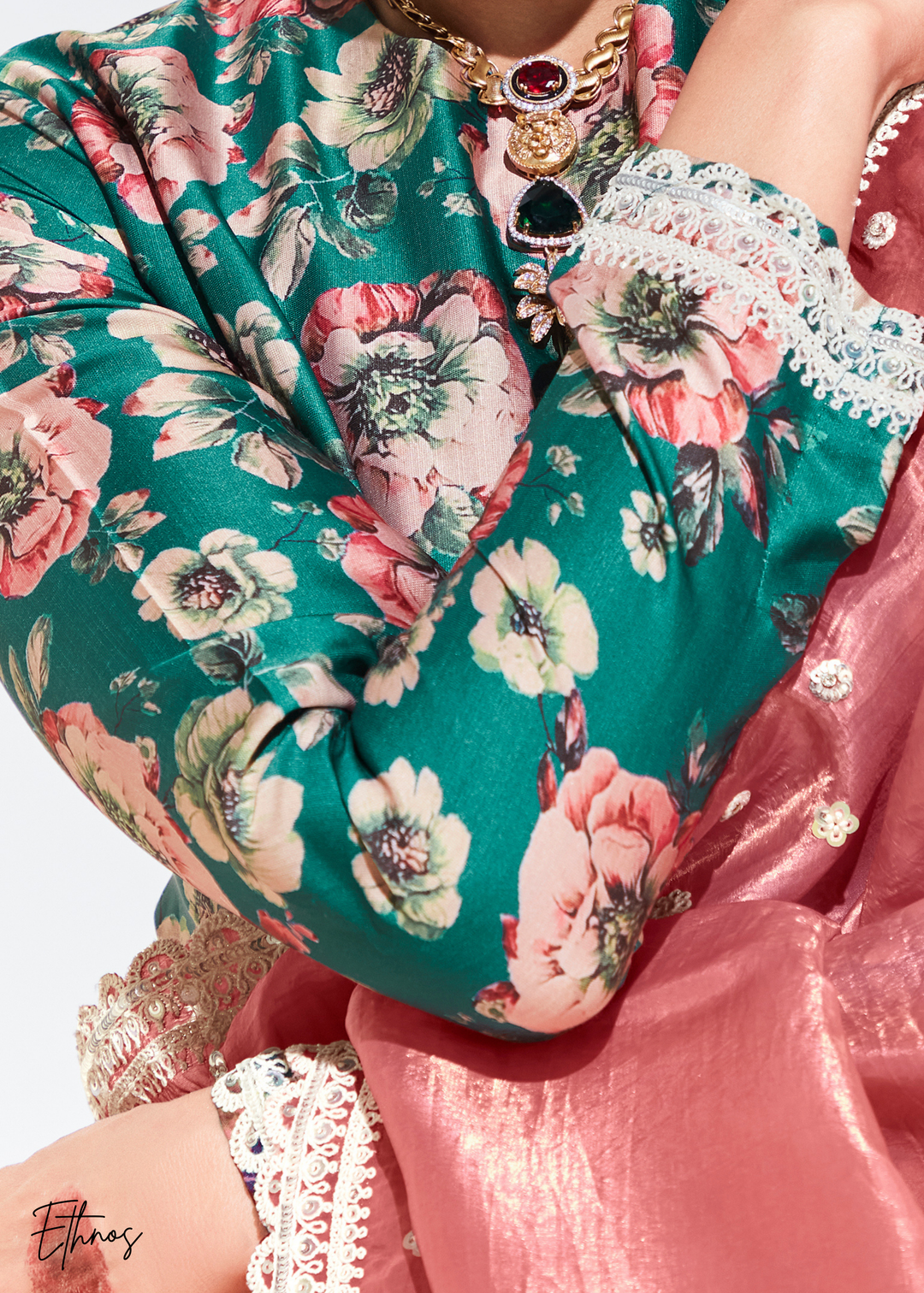 Dusty Pink Glass Tissue Organza Saree