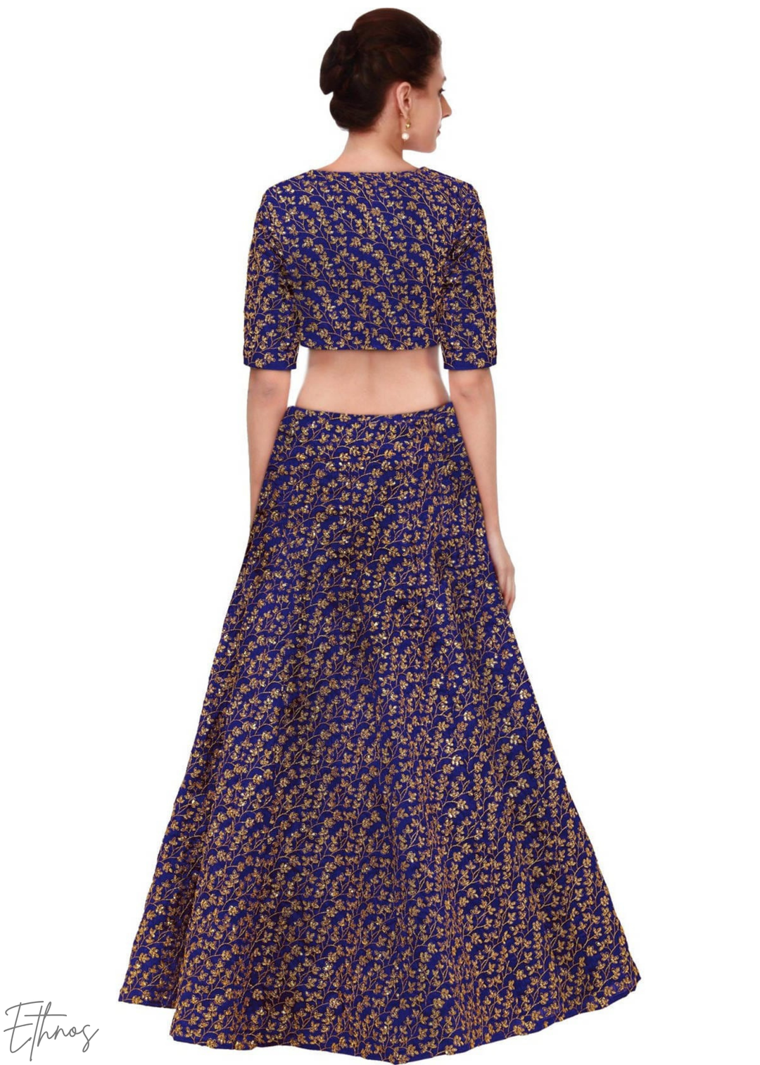 Electric Blue Intricate Brocade Raw Silk Lehenga Choli