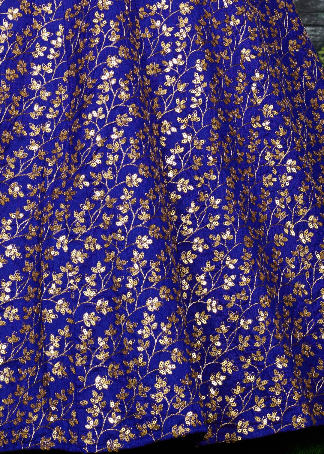 Electric Blue Intricate Brocade Raw Silk Lehenga Choli