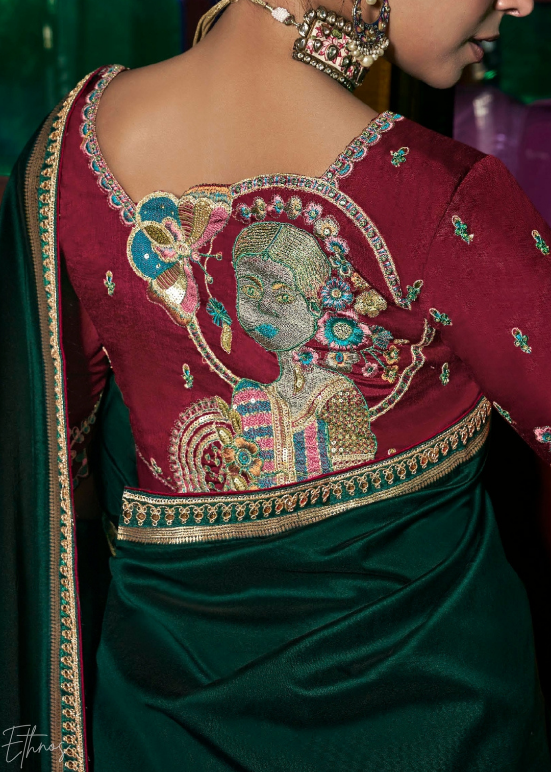 Emerald Forest Empire Medallion Silk Saree