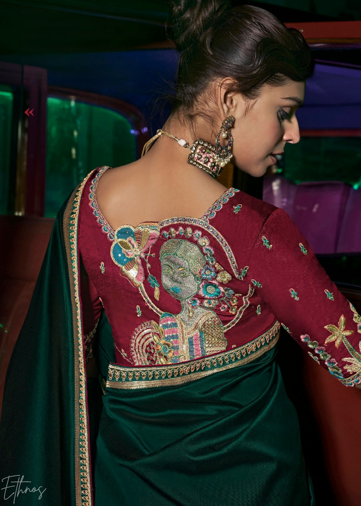 Emerald Forest Empire Medallion Silk Saree