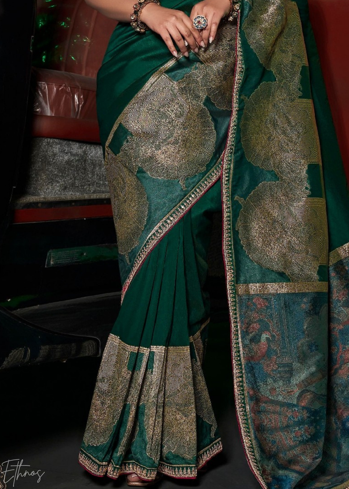 Emerald Forest Empire Medallion Silk Saree