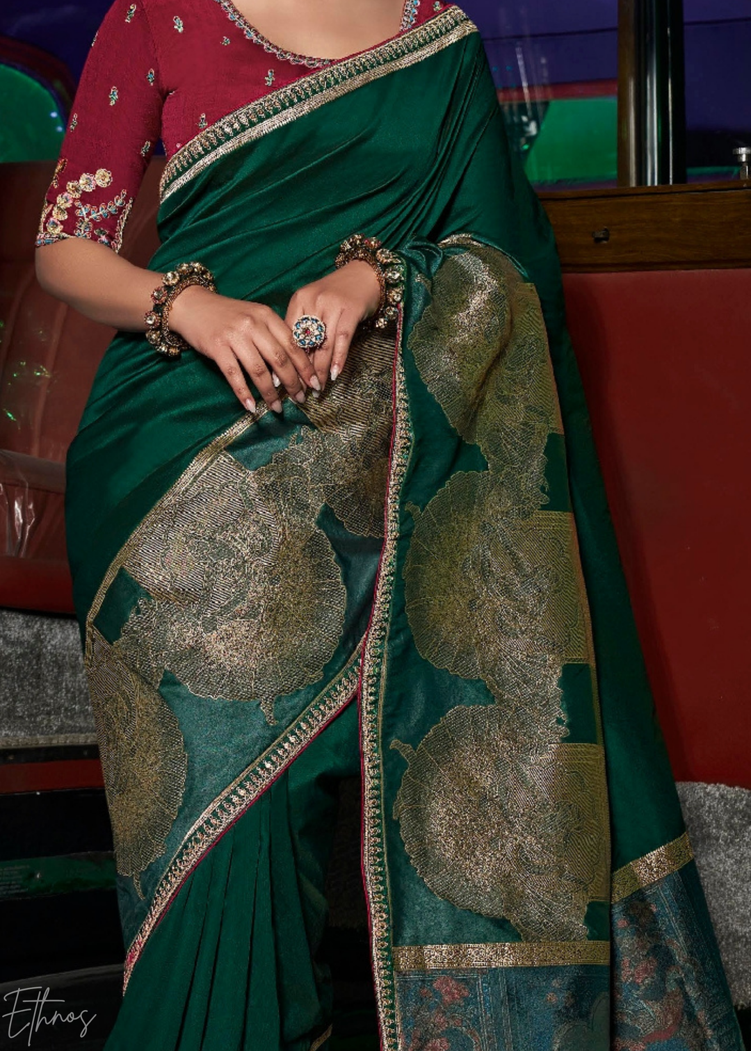Emerald Forest Empire Medallion Silk Saree