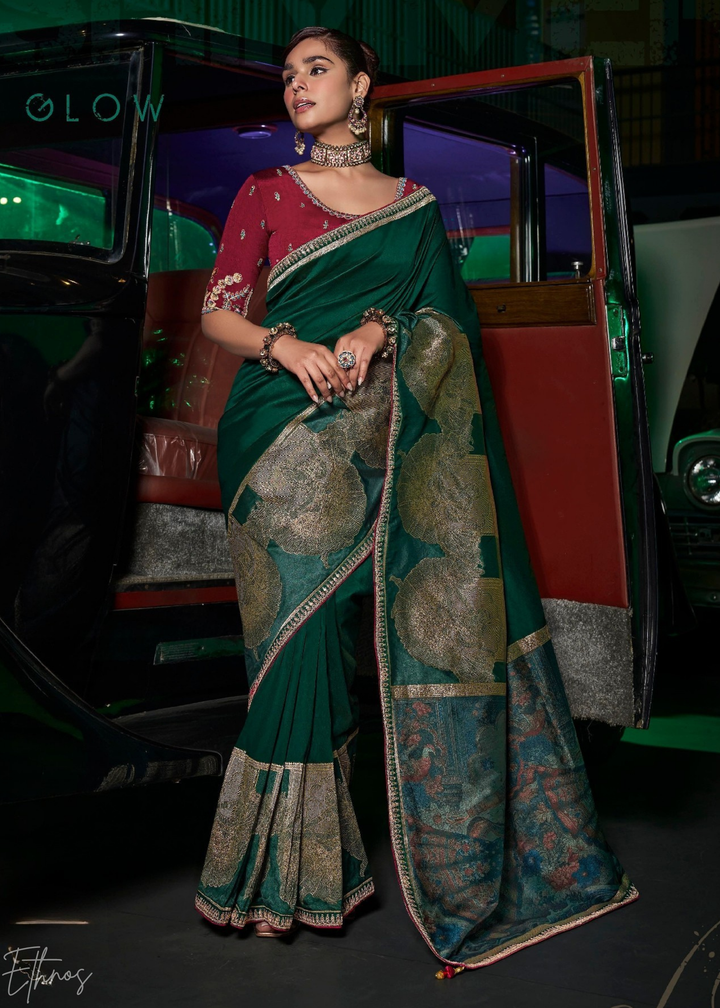Emerald Forest Empire Medallion Silk Saree