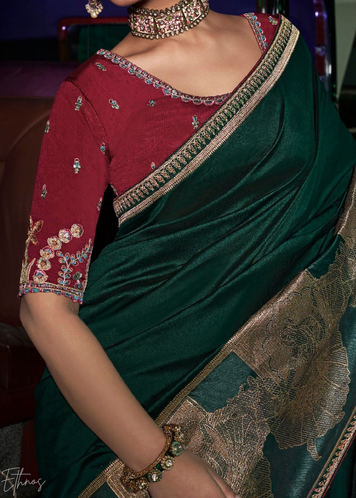 Emerald Forest Empire Medallion Silk Saree